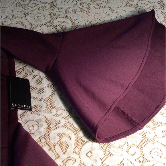 NEWT ELOQUII PLUM SCUBA DRESS SIZE 16 FLARE BELL SLEEVES ( plus size ) - Picture 11 of 15